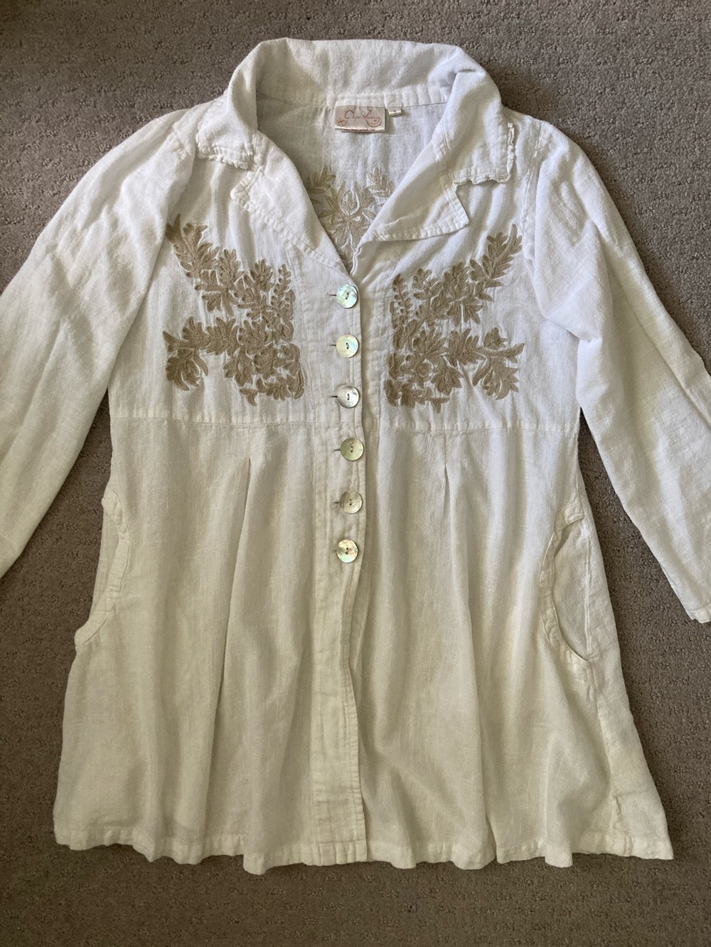 Paper Lace embroidered cotton tunic, Sz Small.